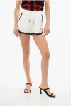 Balmain Monogram Terry Shorts With Drawstring In White