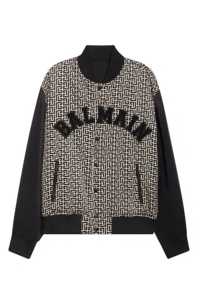 BALMAIN BALMAIN MONOGRAM VARSITY JACKET