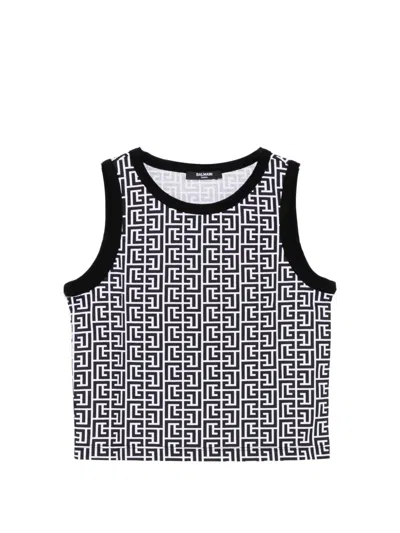 Balmain Kids' Monogram Vest In Black