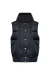 Balmain Monogram Printed Hooded Vest In Navy