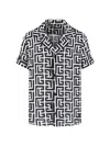 Balmain Lapel Shirt Geometric Pattern In Black