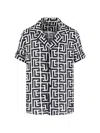 Balmain Lapel Shirt Geometric Pattern In Black
