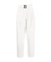 Balmain Boyfriend Cut Jeans With Buckle Monogram Print In White