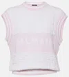 Balmain Monogram Wool And Cotton-blend Knitted Top In White
