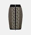 Balmain Pencil Skirt In Monogram Knit In Black