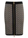 Balmain Monogram Wool Pencil Skirt With Zip