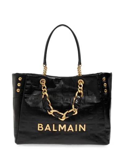 Balmain Monogram-embossed Tote Bag In Black