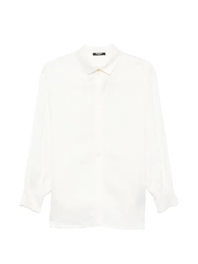 Balmain Kids' Monogram-jacquard Shirt In White