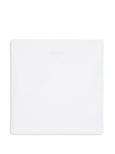Balmain Monogrammed Baby Blanket In White