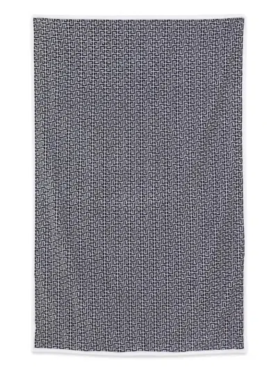 Balmain Monogrammed Cotton Towel For Boys In Black