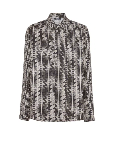 BALMAIN MONOGRAMMED FLOWING SHIRT