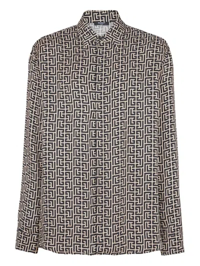 BALMAIN BALMAIN MONOGRAMMED FLOWING SHIRT