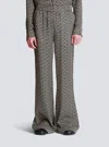 Balmain Monogrammed Flowing Trousers In Gray