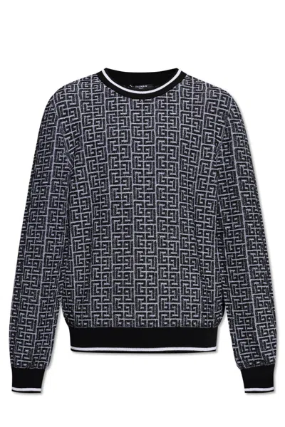 Balmain Patterned-jacquard Sweater In Multicolor