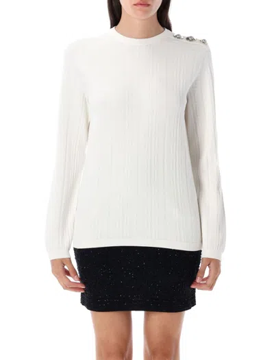 Balmain Monogrammed Knit Top In White