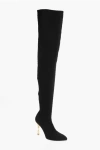 Balmain Moneta Monogram Mesh Over-the-knee Boots