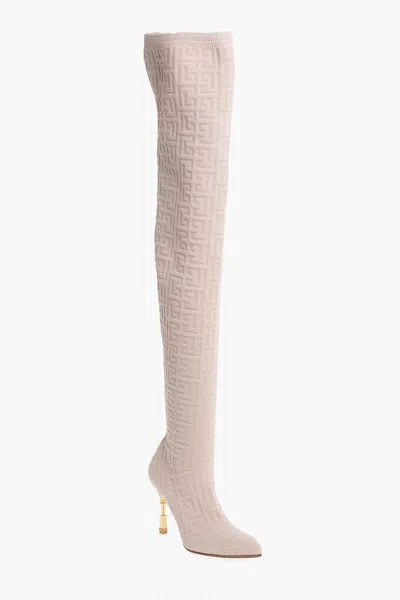 BALMAIN MONOGRAMMED OVER-THE-KNEE BOOTS