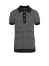 Balmain Pb Monogram Jacquard Polo Shirt In Black