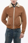 Balmain Monogrammed Shearling Bomber Jacket