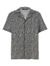 Balmain Black And White Bowling Shirt With All-over Monogram In Cupro Man In White