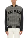 Balmain Monogrammed Varsity Jacket With Patches In Black