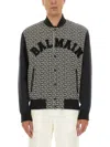 Balmain Monogrammed Varsity Jacket With Patches In Black