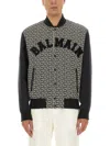 Balmain Pb Labyrinth Monogram Varsity Bomber Jacket In Black