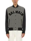 Balmain Pb Labyrinth Monogram Varsity Bomber Jacket In Multi