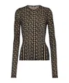 Balmain Monogram Velvet Top Fitted Long Sleeves In Black