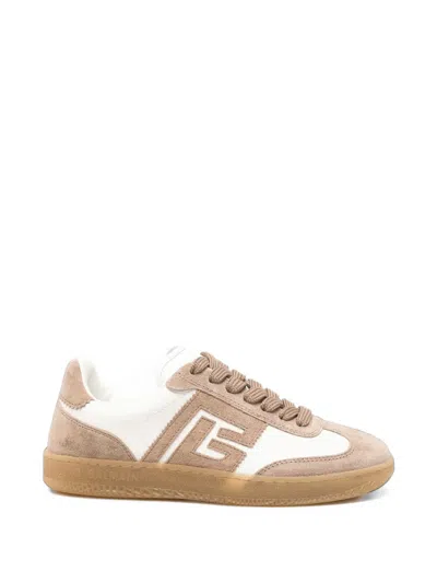 Balmain Monogram-patch Panelled Sneakers In Nude