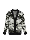 Balmain Monogram V Neck Mid Length Cardigan In Multi
