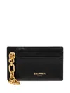 Balmain Monogram-pattern Chain-link Card Holder In Purple