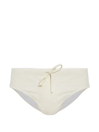 Balmain Monogram-pattern Swim Briefs In White