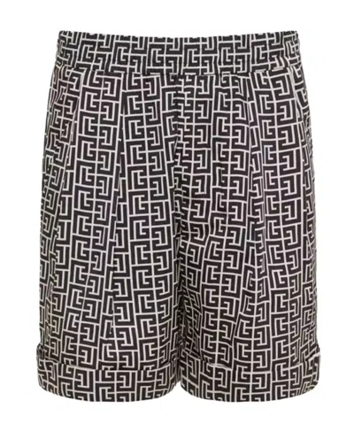 Balmain Monogram-print Bermuda Shorts In Multi