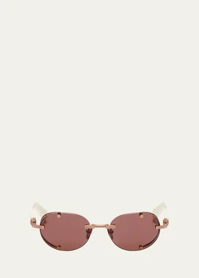 Balmain Monsieur Acetate Rectangle Sunglasses In Pink
