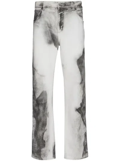 Balmain Regular-fit Denim Jeans With Moon Print In Gray