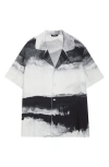 Balmain Moon Print Buttoned Shirt In White/black