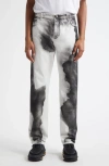 Balmain Moon Print Straight Leg Jeans In Gray
