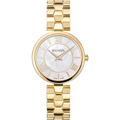 Balmain Mother-of-pearl Stainless Steel Bracelet Watch In Gold/stainless Steel
