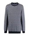 Balmain High-neck Sweater With All-over Monogram Pattern In Black