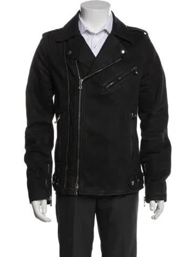 Pre-owned Balmain Moto Jacket In Blue