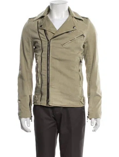 Pre-owned Balmain Moto Jacket In Green