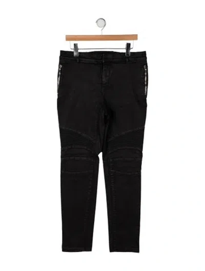 Pre-owned Balmain Moto Jeans In Black