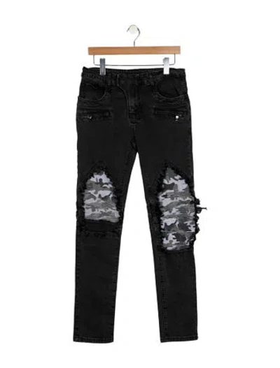 Pre-owned Balmain Moto Jeans In Black