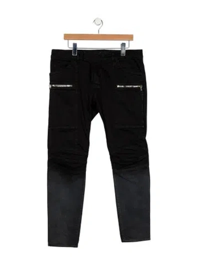 Pre-owned Balmain Moto Jeans In Black
