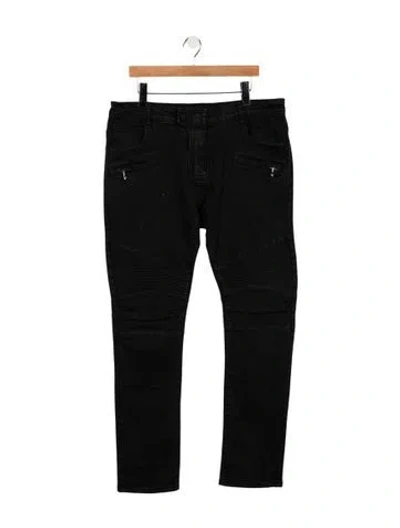 Pre-owned Balmain Moto Jeans In Black