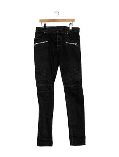 Pre-owned Balmain Moto Jeans In Black
