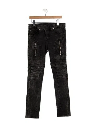 Pre-owned Balmain Moto Jeans In Black