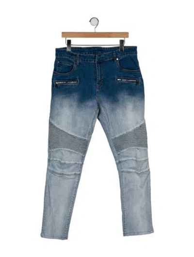 Pre-owned Balmain Moto Jeans In Blue