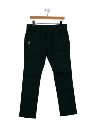 Pre-owned Balmain Moto Jeans In Green